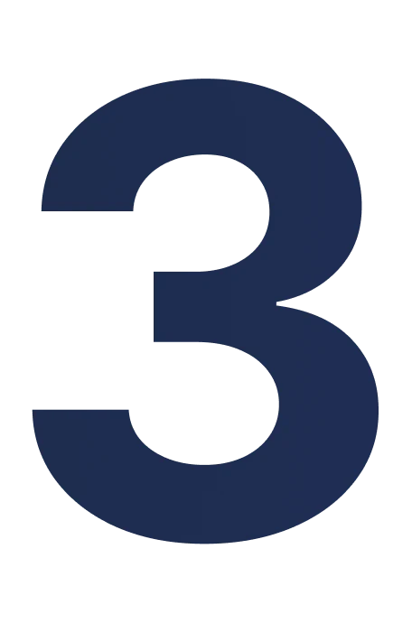 Navy blue number '3' on a white background